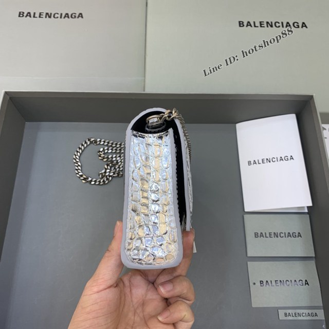 Balenciaga專櫃爆款鱷魚紋迷你女士肩背包 巴黎世家沙漏鏈條斜挎包 fyj1868